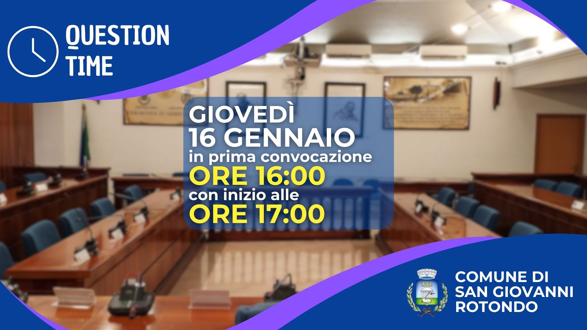 Convocata per giovedì 16 gennaio 2025 una seduta di Question TIme