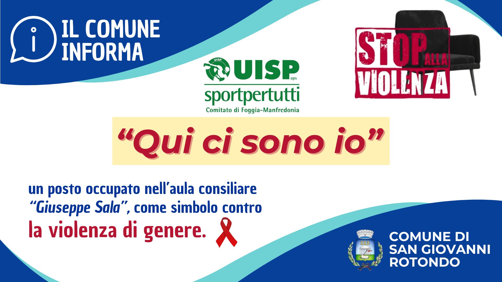 “Qui ci sono io”, un posto nell’aula consiliare "Giuseppe Sala" come simbolo concreto contro la violenza di genere