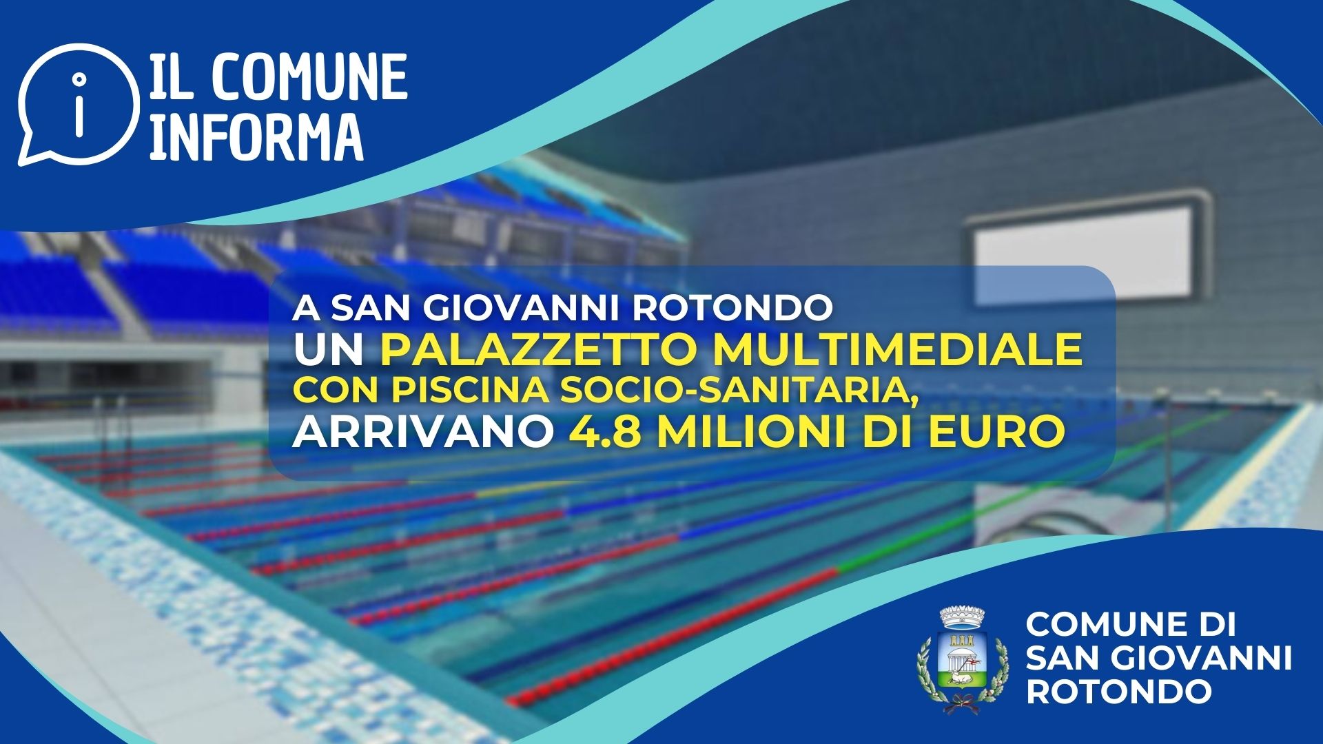 A San Giovanni Rotondo un Palazzetto multimediale con Piscina socio-sanitaria, arrivano 4.8 milioni di euro