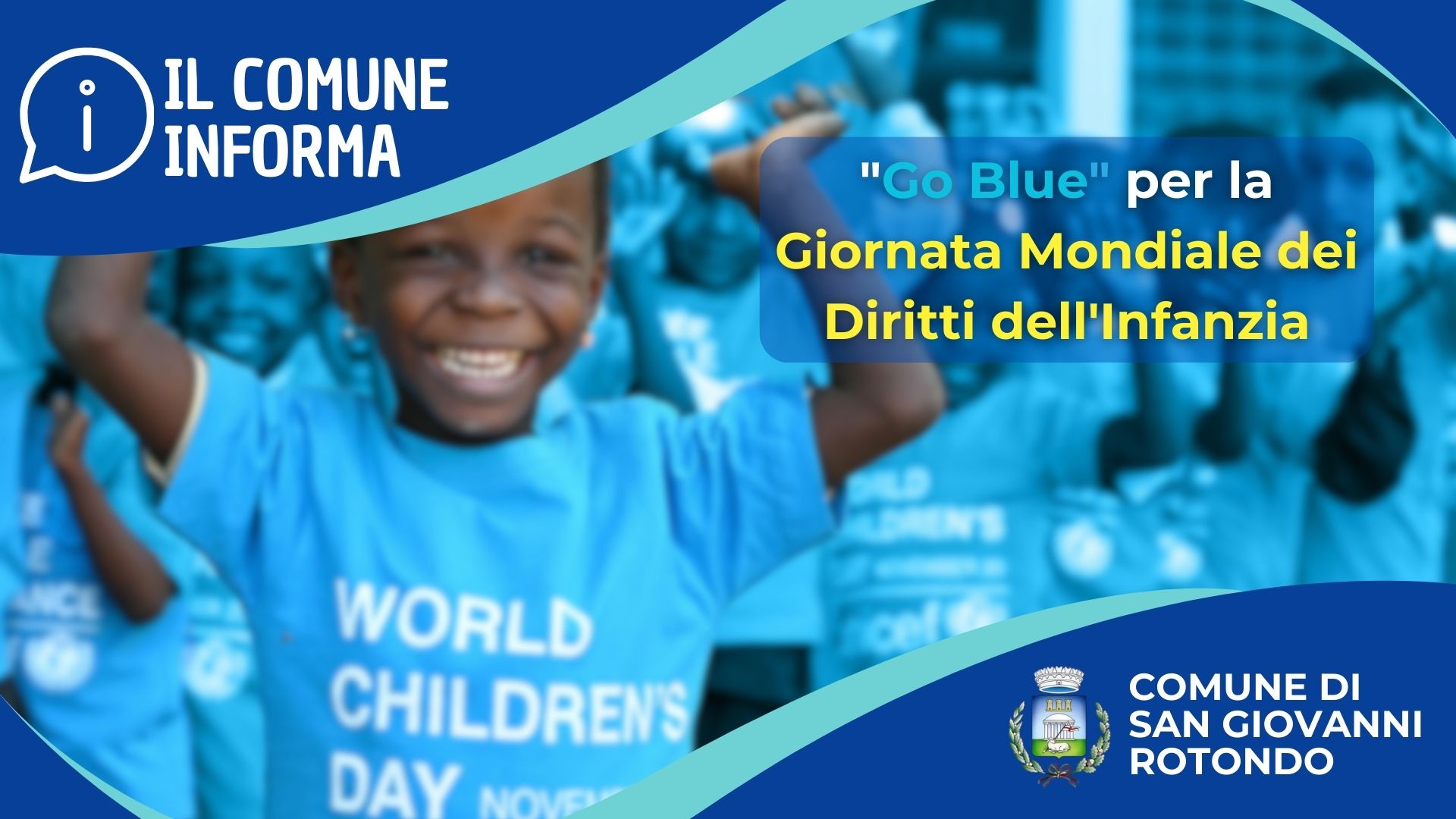 Giornata Mondiale dei Diritti dell'Infanzia: UNICEF e ANCI, lanciano "Go Blue" per il 20 novembre