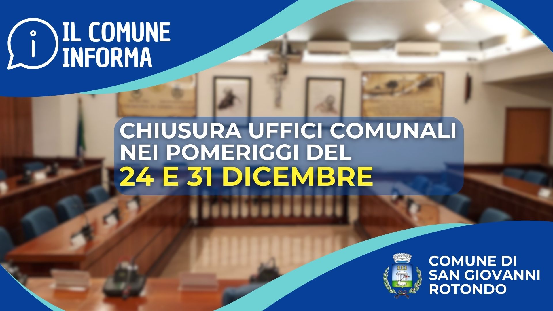 Chiusura Uffici Comunali nei pomeriggi del 24 e 31 dicembre 2024