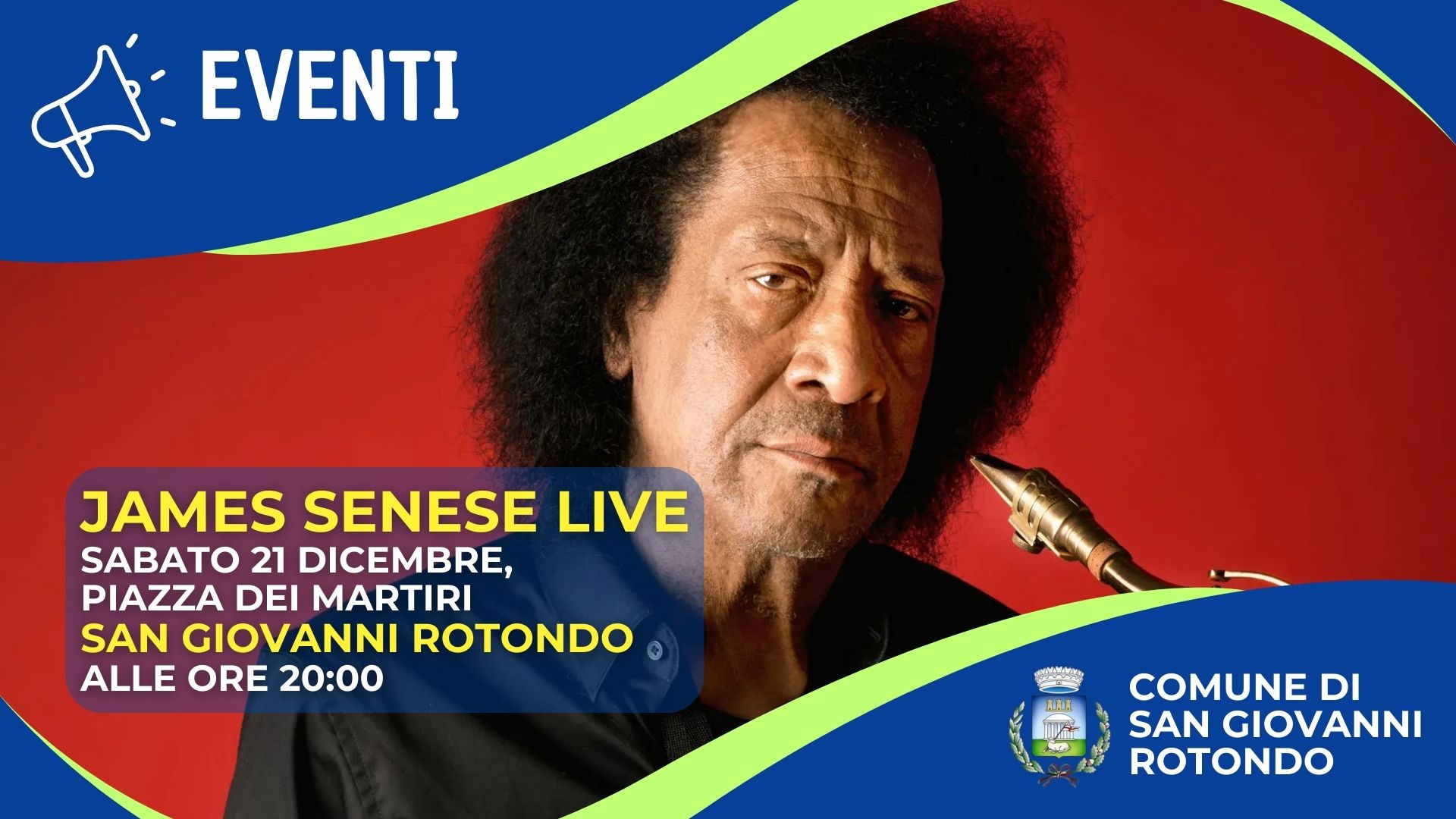 Il concerto gratuito di James Senese: live sabato 21 dicembre