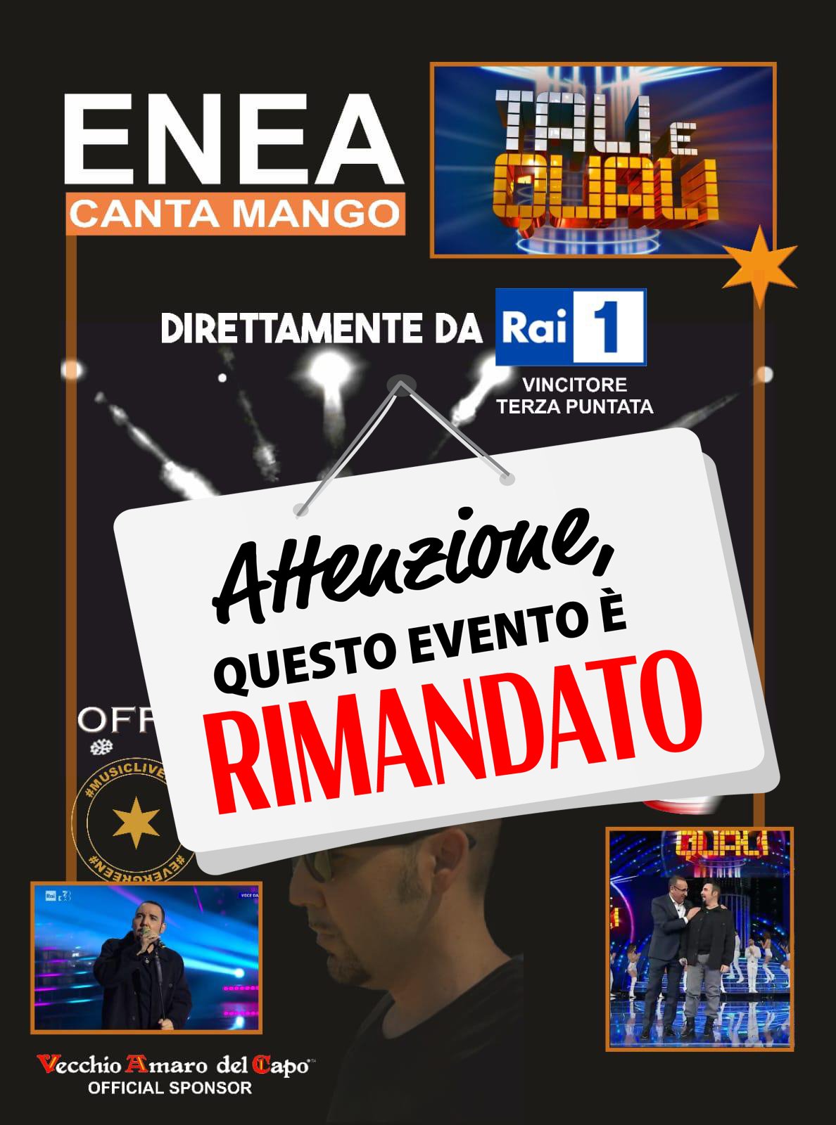 Concerto di Enea, cover di Mango rinviato