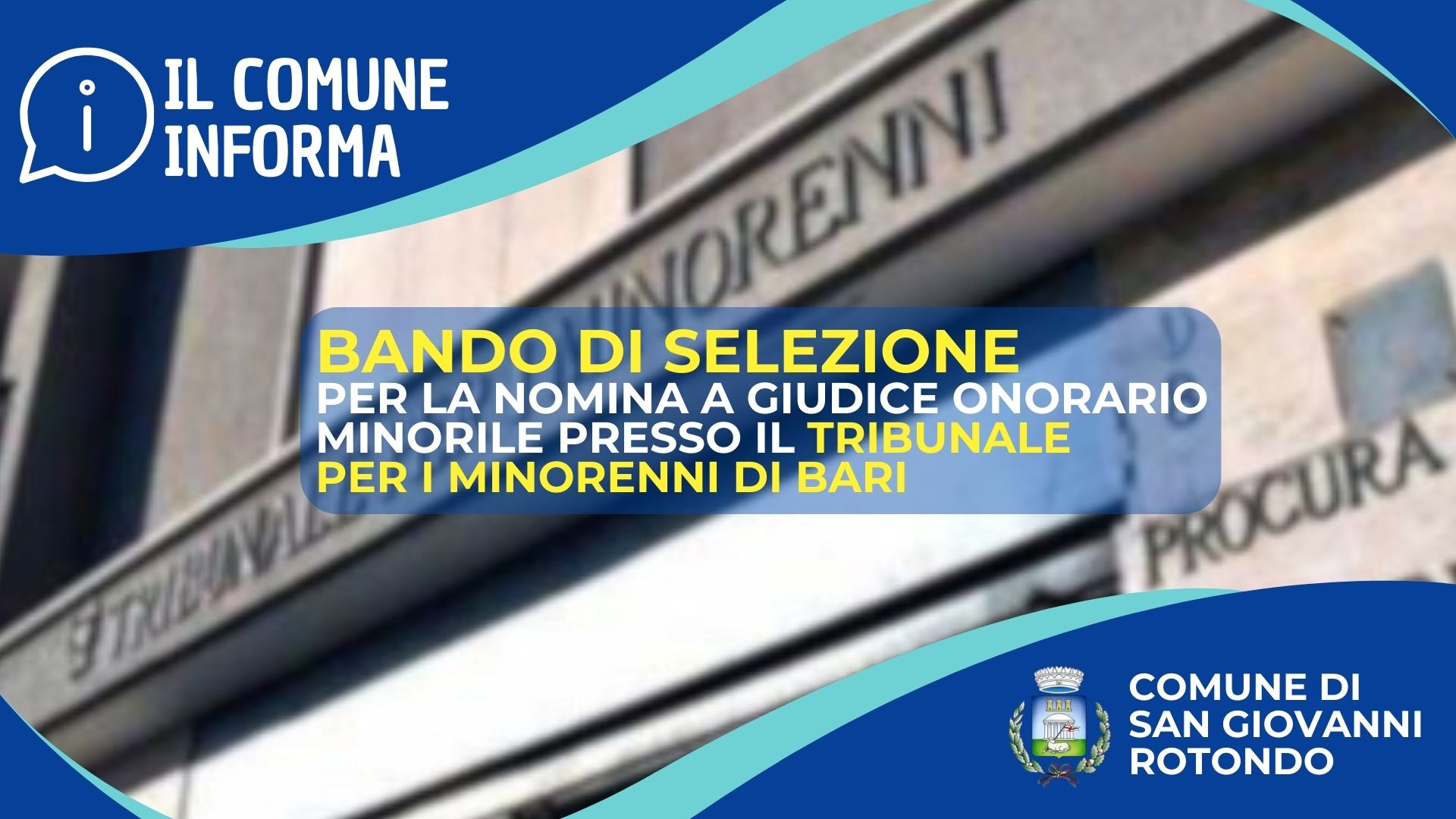 Bando di selezione per la nomina a giudice onorario minorile presso il Tribunale per i Minorenni di Bari per il triennio 2026-2028